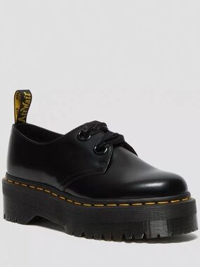 Dr. Martens Holly Women's Leather Platform Shoes in Black Size‎ 9